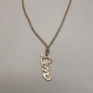 Guess gold tone love charm pendant chain necklace casual everyday jewelry.